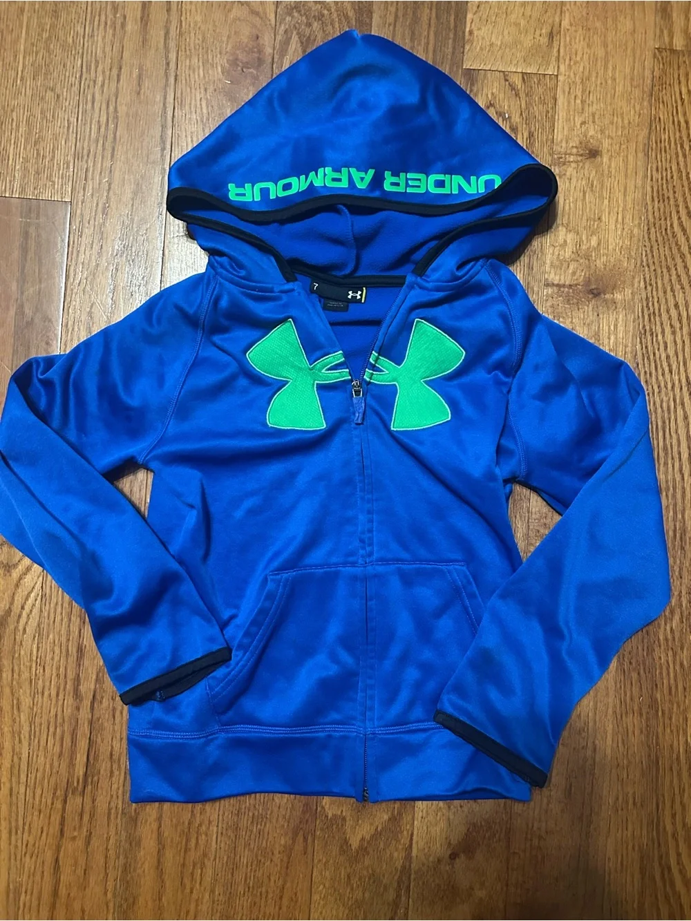Under Armour Royal Blue Hoodie with Neon Green Logo